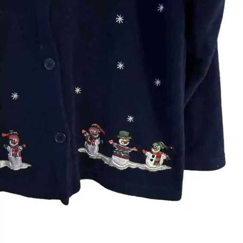 Premier Coat Womens 1X XL Navy Long Sleeve Christmas‎ Snowman Winter Coat - Picture 3 of 8